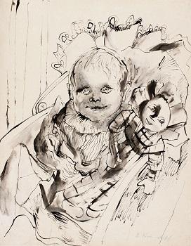 Kind mit Puppe, ca. 1920