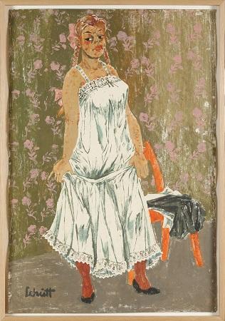 Stehendes Mädchen im Unterrock